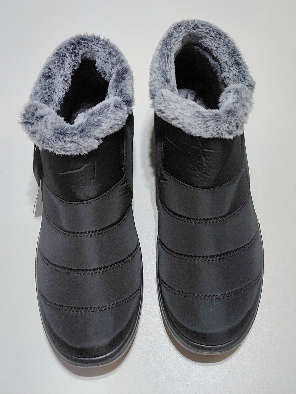 SHIBEVER Women's Black  Slip On  Fur Lined Warm Ankle Boot Size 42